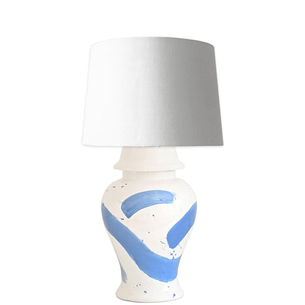 French Blue Brushstroke Ginger Jar Lamp - Liza Pruitt