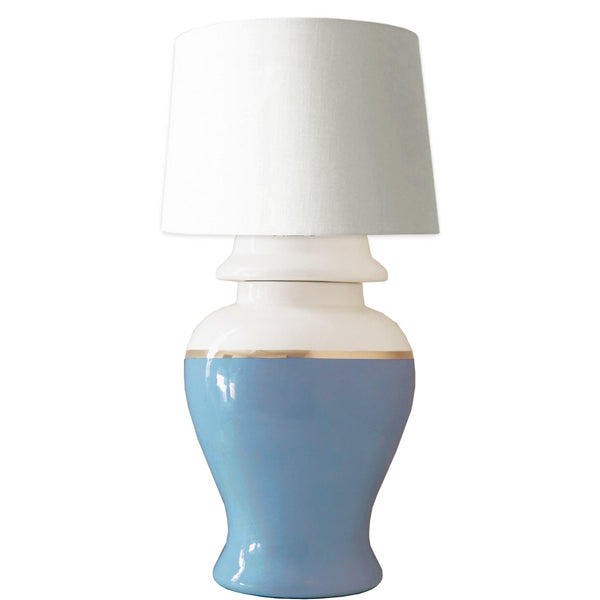 French Blue Color Block Ginger Jar Lamp - Liza Pruitt