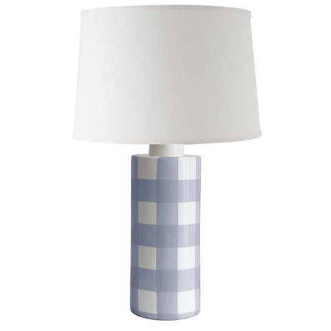 French Blue Gingham Column Lamp - Liza Pruitt
