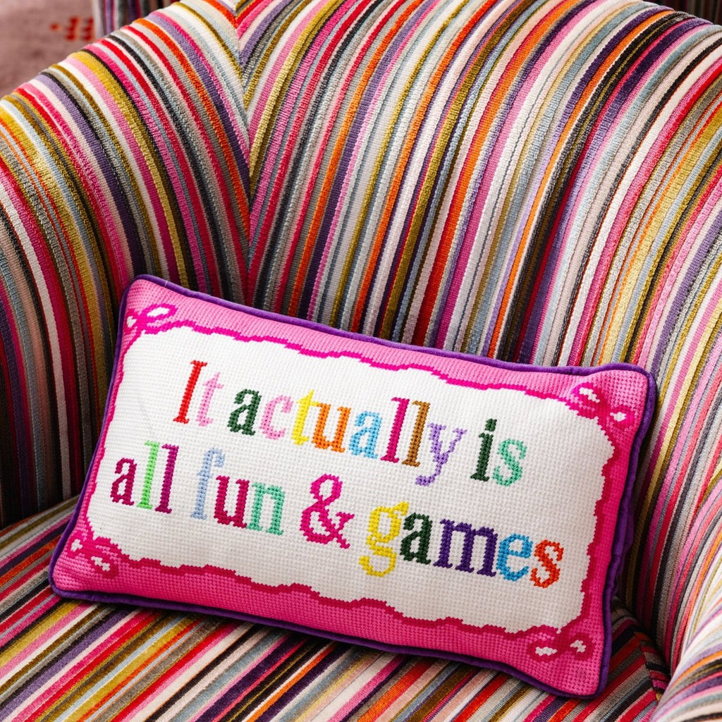 Fun And Games Needlepoint Pillow - Liza Pruitt