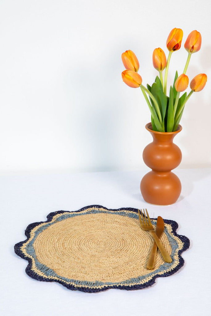 Garden Party Pinwheel Raffia Placemat, Set of 2, 4 and 6 - Liza Pruitt