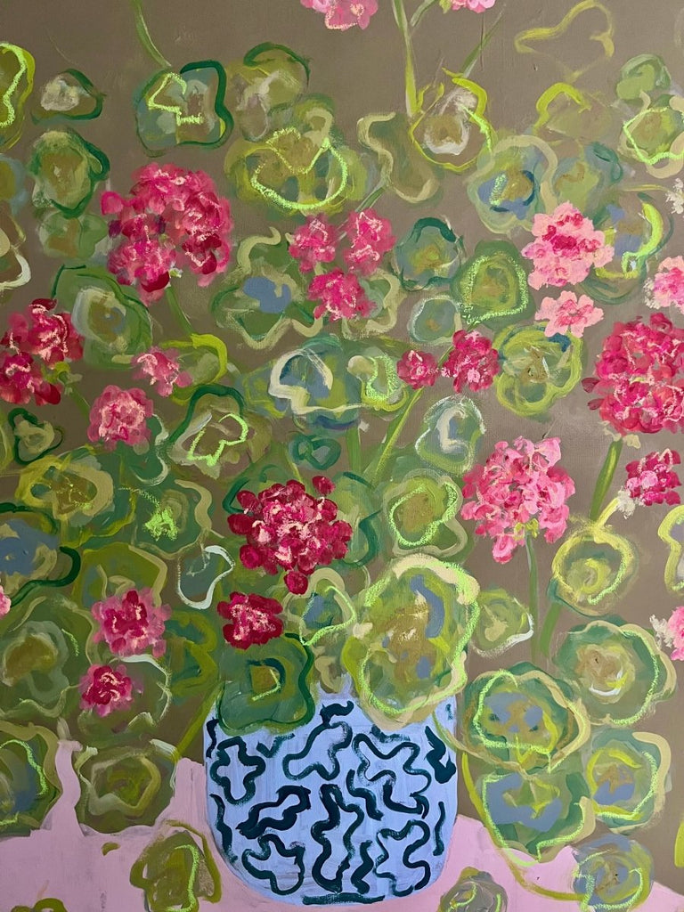 Geraniums I | 48" h x 36" w - Liza Pruitt