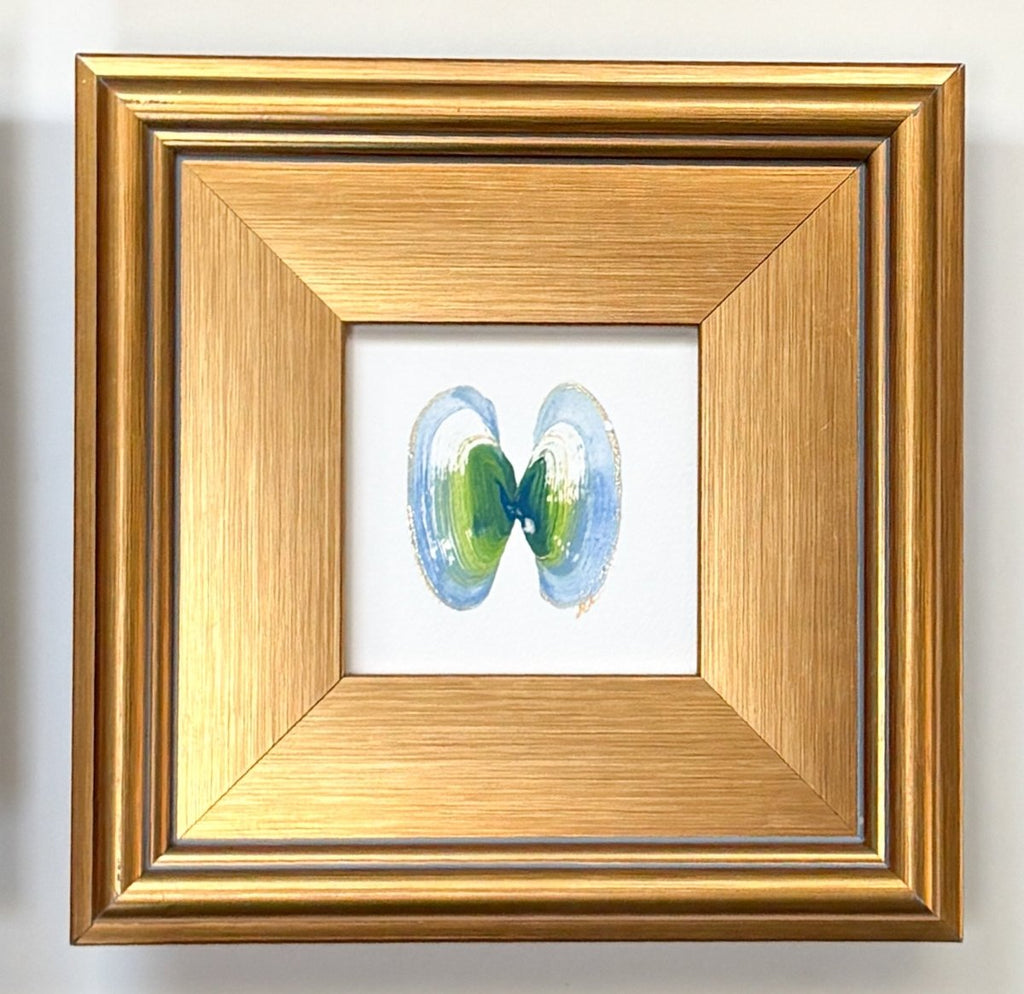 Green & Blue Coquina with gold I & II | 9" h x 9" w | Framed - Liza Pruitt
