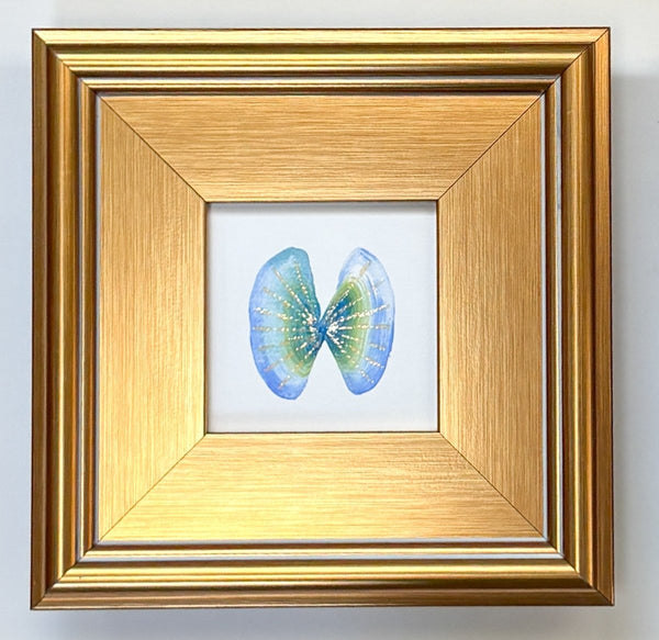 Green & Blue Coquina with gold I & II | 9" h x 9" w | Framed - Liza Pruitt