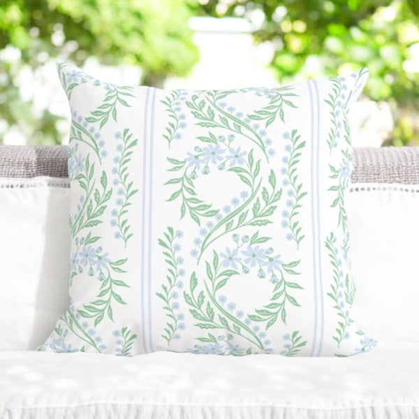 Green Floral Pillow in Bluebonnet - Liza Pruitt