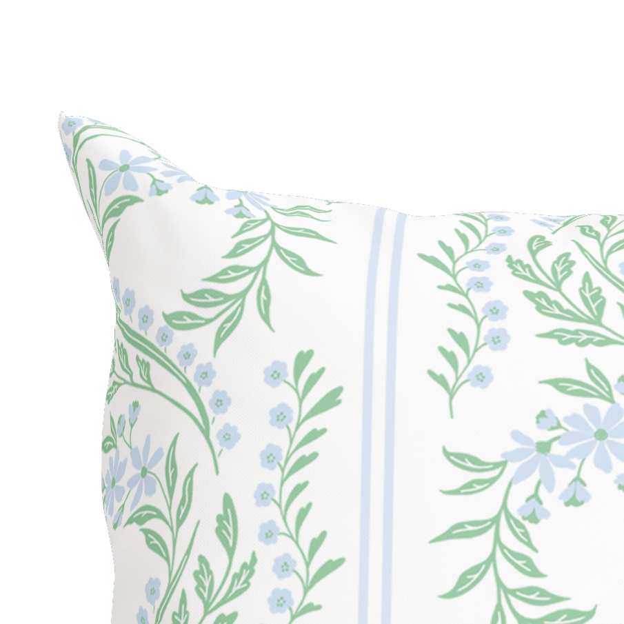Green Floral Pillow in Bluebonnet - Liza Pruitt