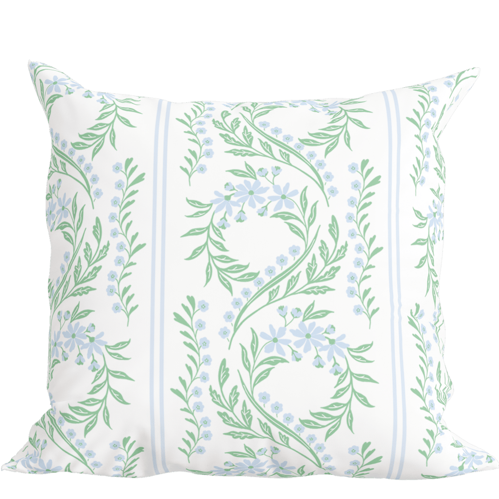 Green Floral Pillow in Bluebonnet - Liza Pruitt