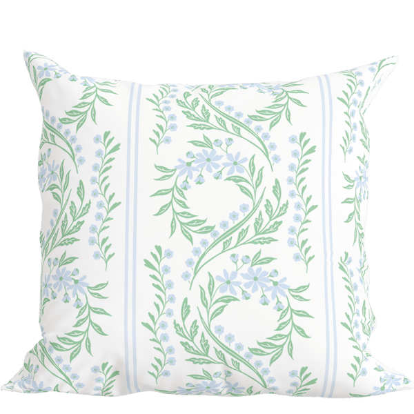 Green Floral Pillow in Bluebonnet - Liza Pruitt