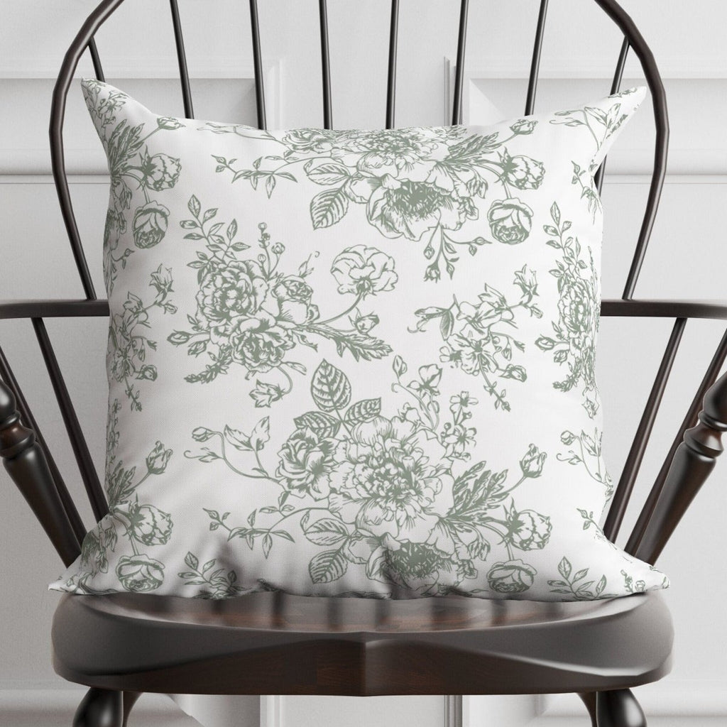Green Floral Toile Pillow in Rosecrest - Liza Pruitt