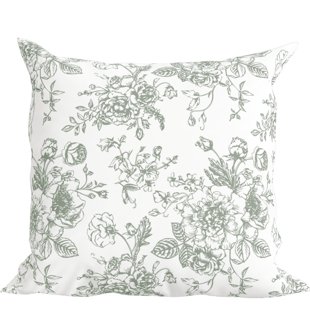 Green Floral Toile Pillow in Rosecrest - Liza Pruitt