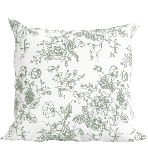 Green Floral Toile Pillow in Rosecrest - Liza Pruitt