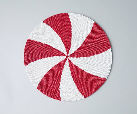 Handmade Beaded Candy Cane Placemat – Christmas Placemats, Beaded Candy Cane Placemat & Runner – Christmas Table Decor by Payton James - Liza Pruitt