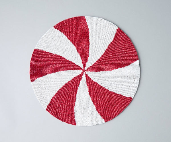Handmade Beaded Candy Cane Placemat – Christmas Placemats, Beaded Candy Cane Placemat & Runner – Christmas Table Decor by Payton James - Liza Pruitt