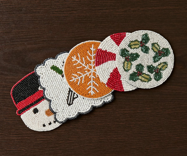 Handmade Beaded Holiday Coaster – Christmas Table Decor by Payton James - Liza Pruitt