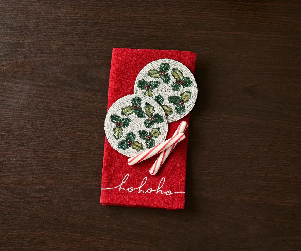 Handmade Beaded Holiday Coaster – Christmas Table Decor by Payton James - Liza Pruitt