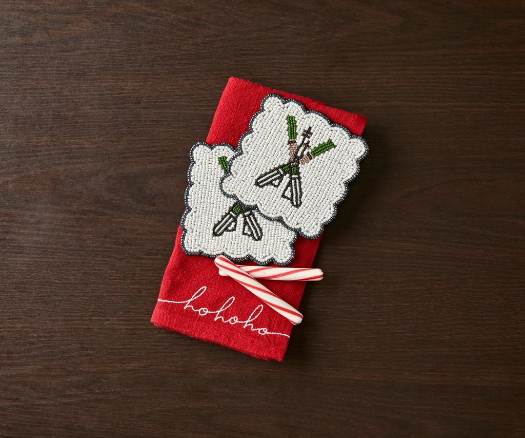 Handmade Beaded Holiday Coaster – Christmas Table Decor by Payton James - Liza Pruitt