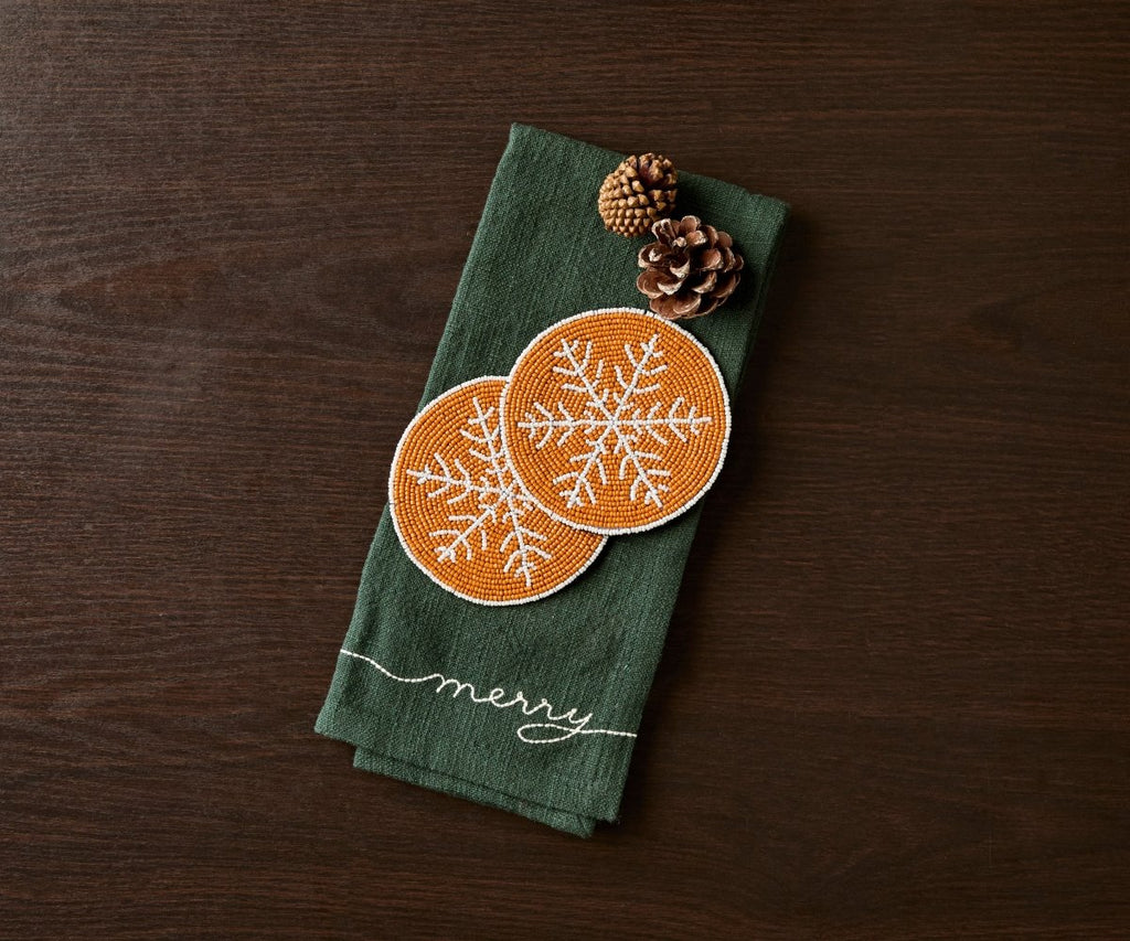 Handmade Beaded Holiday Coaster – Christmas Table Decor by Payton James - Liza Pruitt