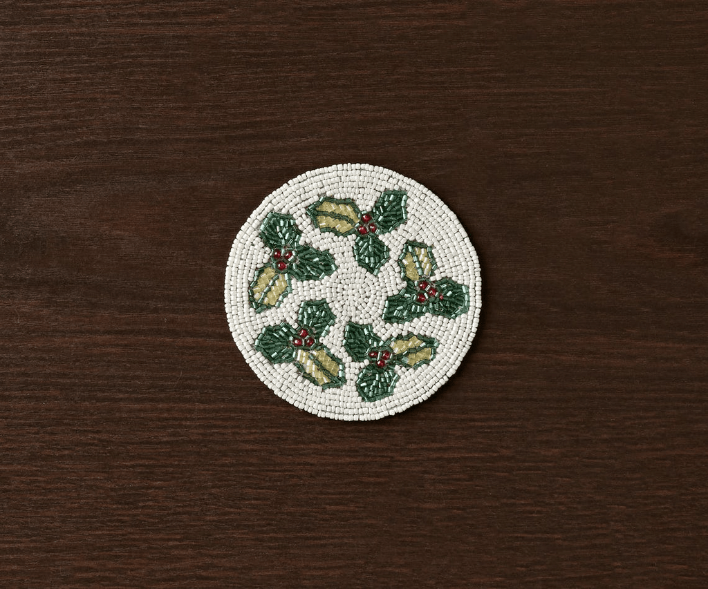 Handmade Beaded Holiday Coaster – Christmas Table Decor by Payton James - Liza Pruitt