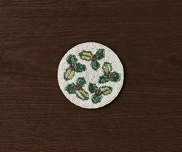 Handmade Beaded Holiday Coaster – Christmas Table Decor by Payton James - Liza Pruitt