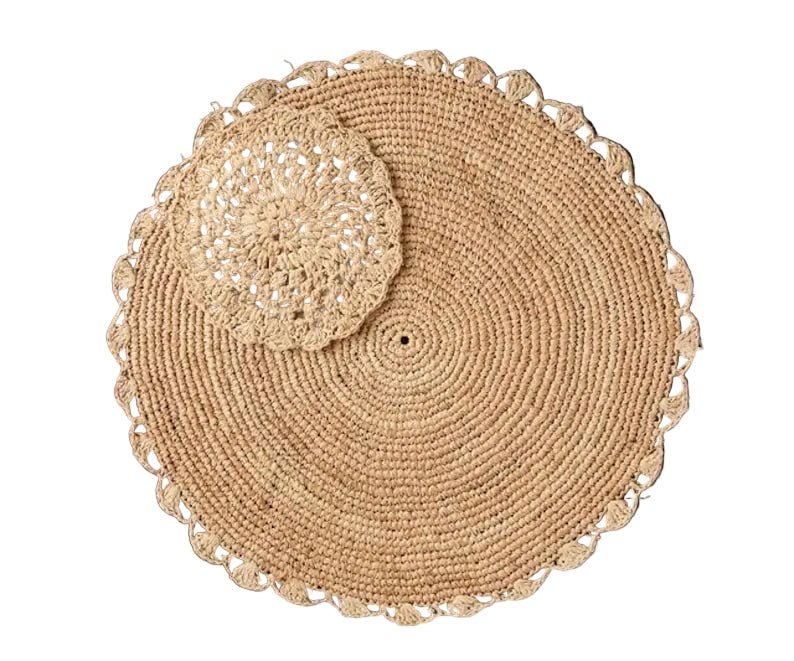Handmade Raffia Woven Placemat – Round Table Mats for Kitchen Dining Table Top Rug Mats & Dinner Table Mates - Liza Pruitt