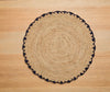 Handwoven Aura Blue Edge Placemat - Rustic Woven Raffia Tabletop Decor - Liza Pruitt