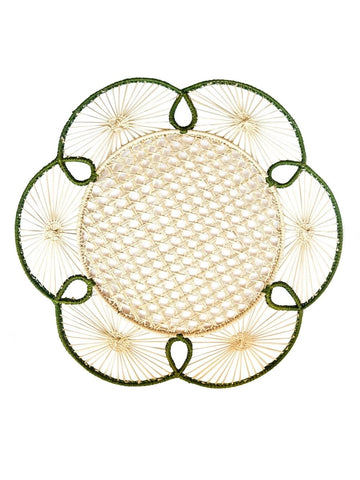 Handwoven Flora Iraca Charger in Green - Liza Pruitt