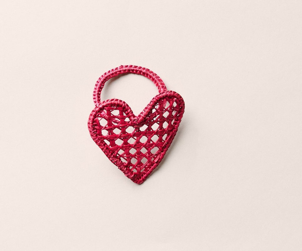 Handwoven Heart Napkin Rings – Set of 4 Palm Napkin Holders - Liza Pruitt