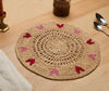 Handwoven Heart Raffia Placemat – Artisan Table Décor with Red & Pink Hearts - Liza Pruitt