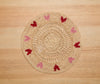 Handwoven Heart Raffia Placemat – Artisan Table Décor with Red & Pink Hearts - Liza Pruitt
