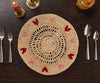 Handwoven Heart Raffia Placemat – Artisan Table Décor with Red & Pink Hearts - Liza Pruitt