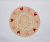 Handwoven Heart Raffia Placemat – Artisan Table Décor with Red & Pink Hearts - Liza Pruitt