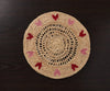 Handwoven Heart Raffia Placemat – Artisan Table Décor with Red & Pink Hearts - Liza Pruitt