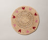 Handwoven Heart Raffia Placemat – Artisan Table Décor with Red & Pink Hearts - Liza Pruitt