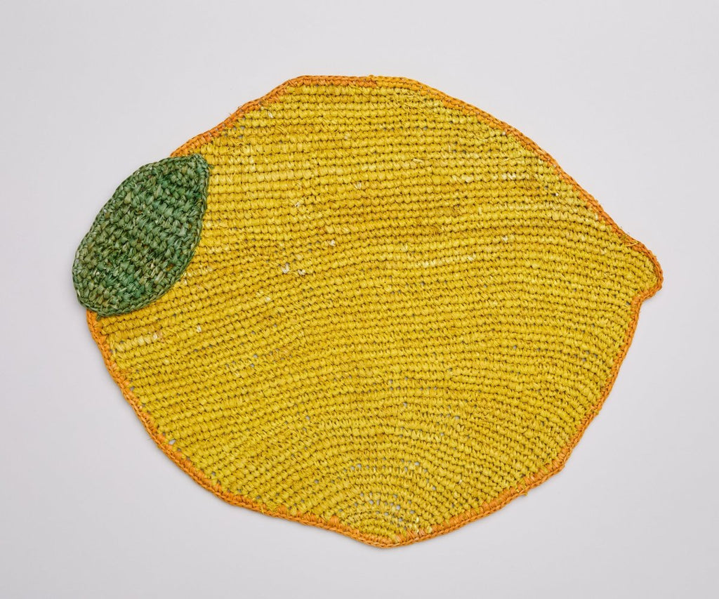 Handwoven Lemon Placemat – Raffia Fruit Shaped Table Mat, Summer Table Decor - Liza Pruitt