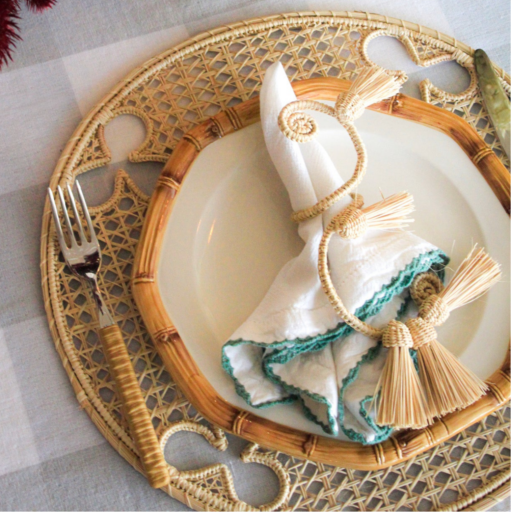 Handwoven Olive Motif Iraca Charger - Liza Pruitt