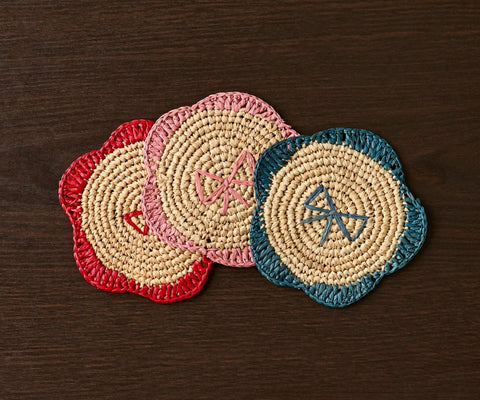 Handwoven Raffia Fringe Coaster by Payton James – Bohemian Candle Mat, Rustic Table Decor, Natural Raffia Palm - Liza Pruitt