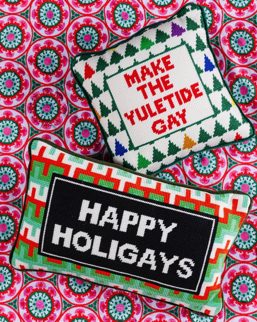 Happy Holigays Needlepoint Pillow - Liza Pruitt