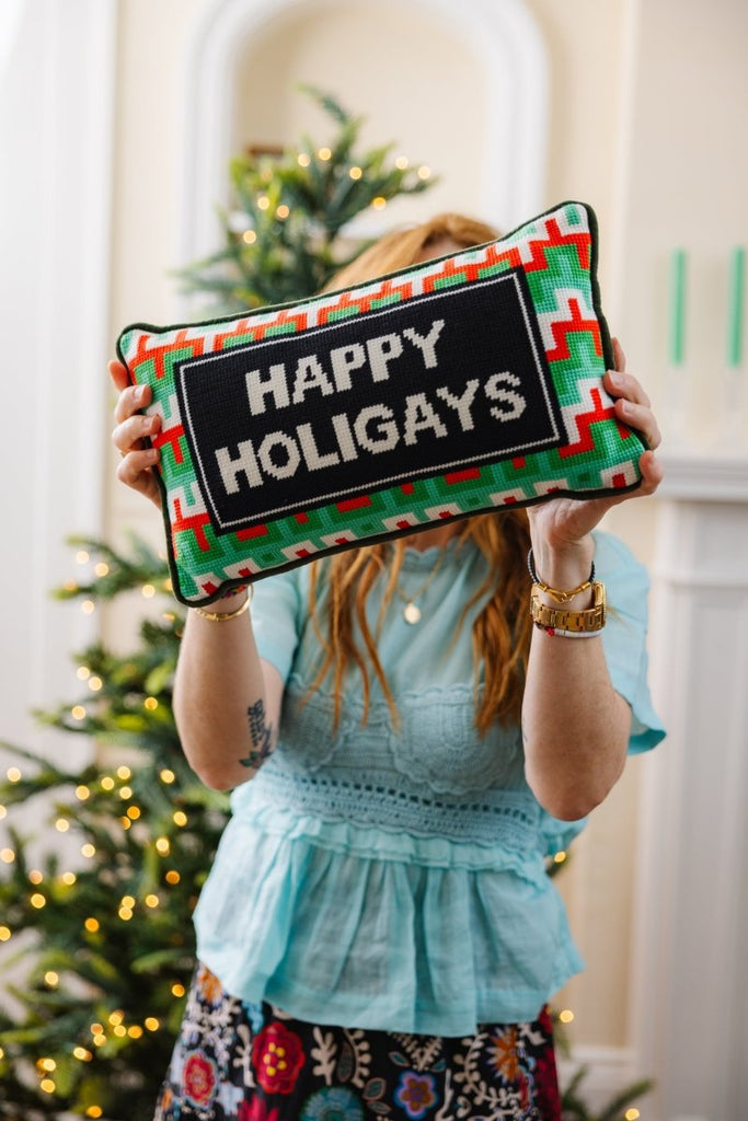 Happy Holigays Needlepoint Pillow - Liza Pruitt