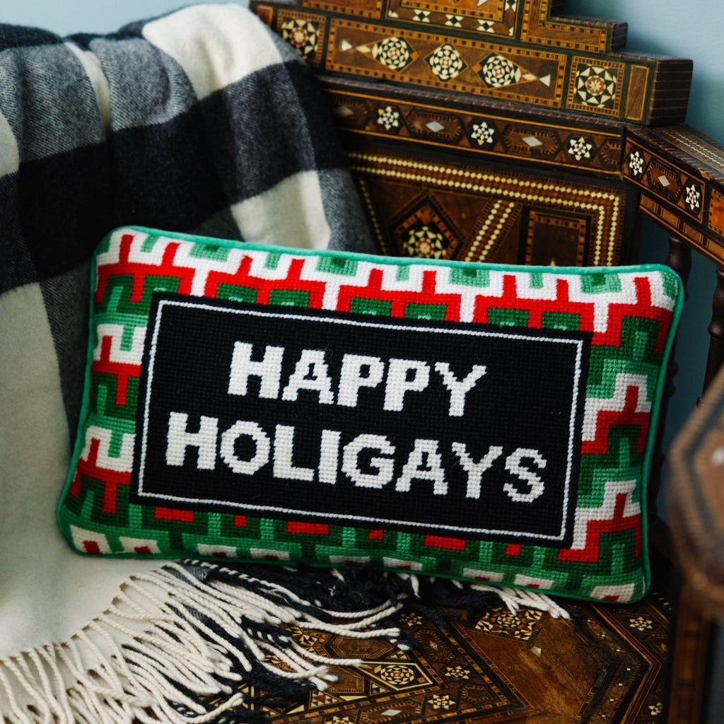 Happy Holigays Needlepoint Pillow - Liza Pruitt