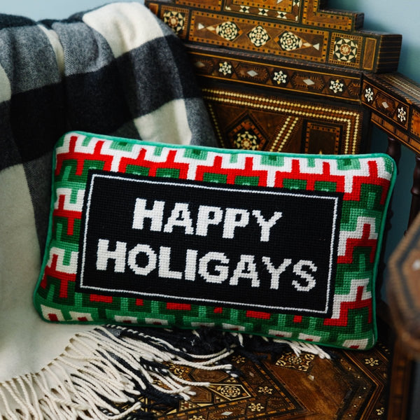 Happy Holigays Needlepoint Pillow - Liza Pruitt