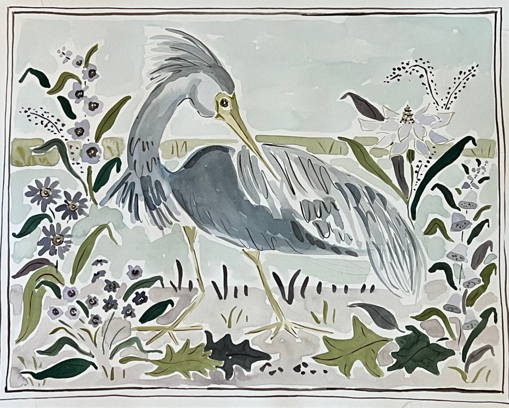 Heron in a Lavender Haze, Original 16x20 - Liza Pruitt