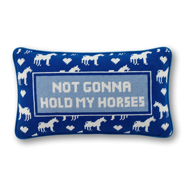 Hold My Horses Needlepoint Pillow - Liza Pruitt