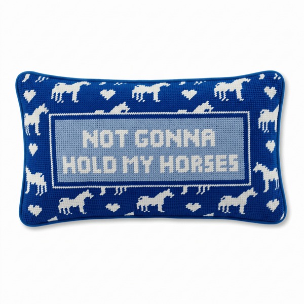 Hold My Horses Needlepoint Pillow - Liza Pruitt