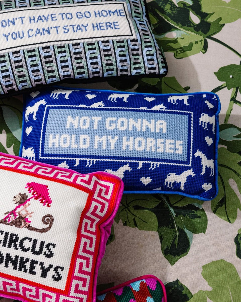 Hold My Horses Needlepoint Pillow - Liza Pruitt
