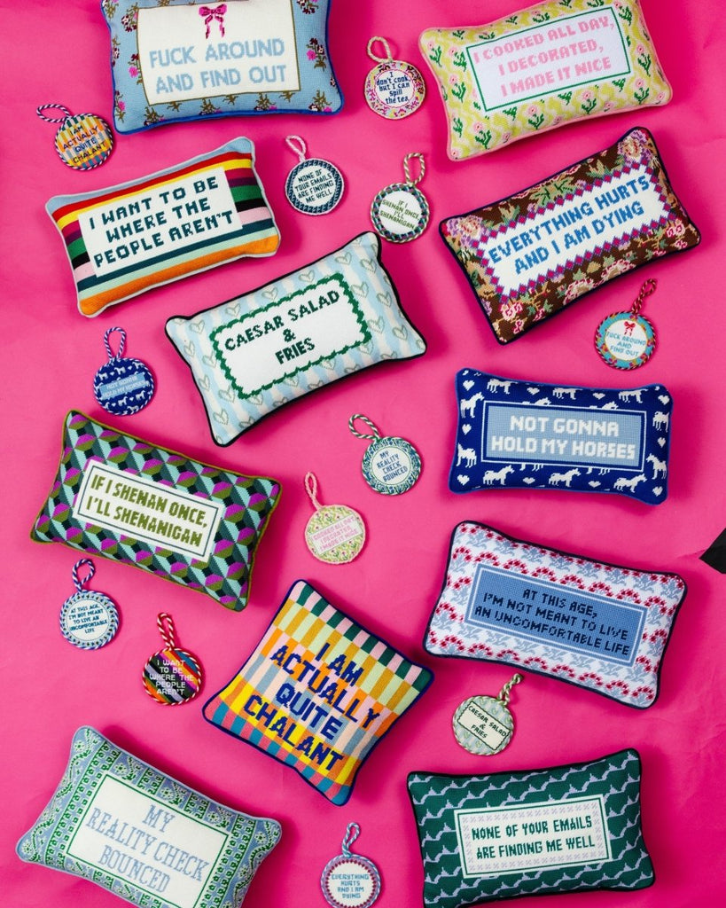 Hold My Horses Needlepoint Pillow - Liza Pruitt