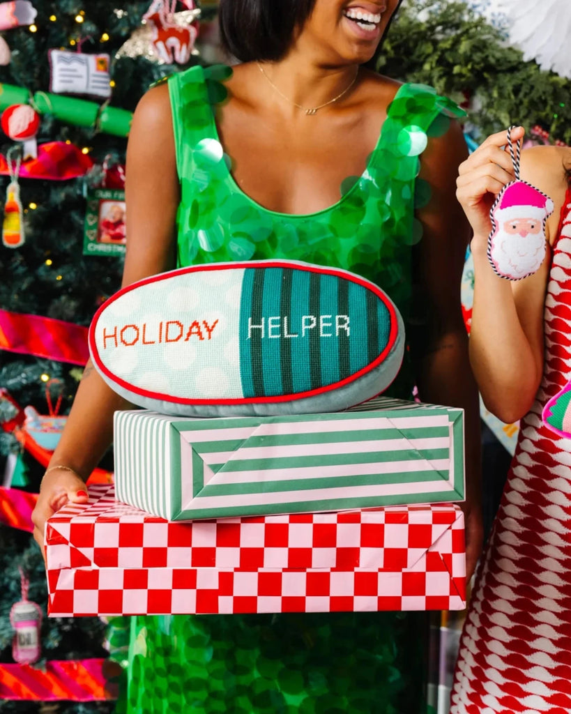 Holiday Helper Needlepoint Pillow - Liza Pruitt