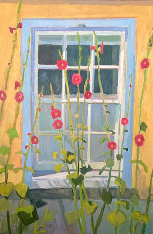 Hollyhock Window | 36" h x 24" w - Liza Pruitt