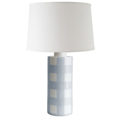 Hydrangea Light Blue Gingham Column Lamp - Liza Pruitt