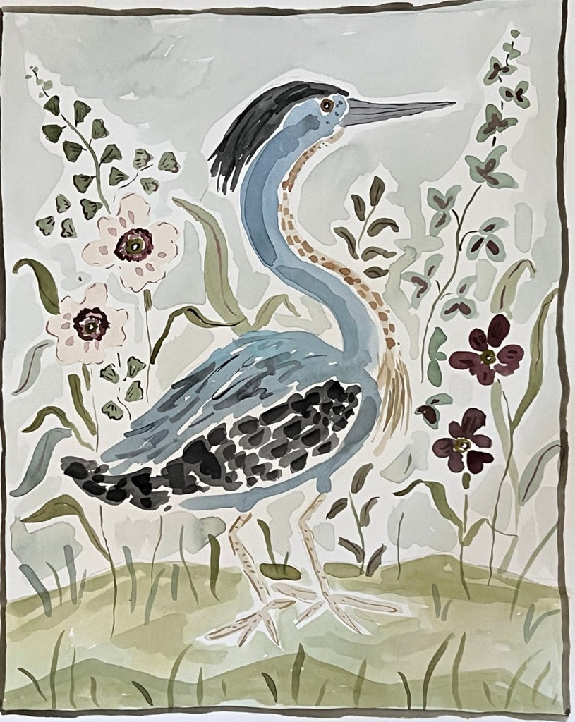 Indigo Blue Heron, Original 16x20 - Liza Pruitt