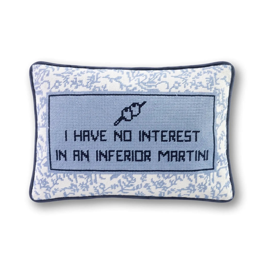Inferior Martini Needlepoint Pillow - Liza Pruitt